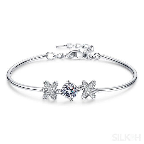 Chic Cross Letter Moissanite Bracelet Cam - Jewelry